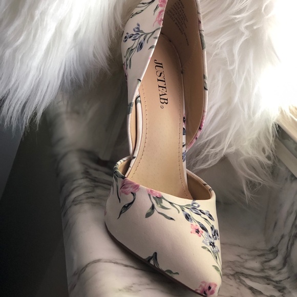 JustFab Monika White Floral heels US6.5UK-4.5EU-37 - Picture 7 of 8